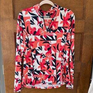 Callaway Women's Geometric Floral Long Sleeve Top - Red and Black